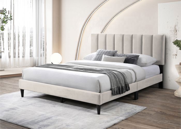 Cama para adultos 160x200 / 140x200 cm - Cama tapizada con somier de láminas - Cama doble 200x160 cm - Cabecero acolchado - Tejido de 250 g/m² -