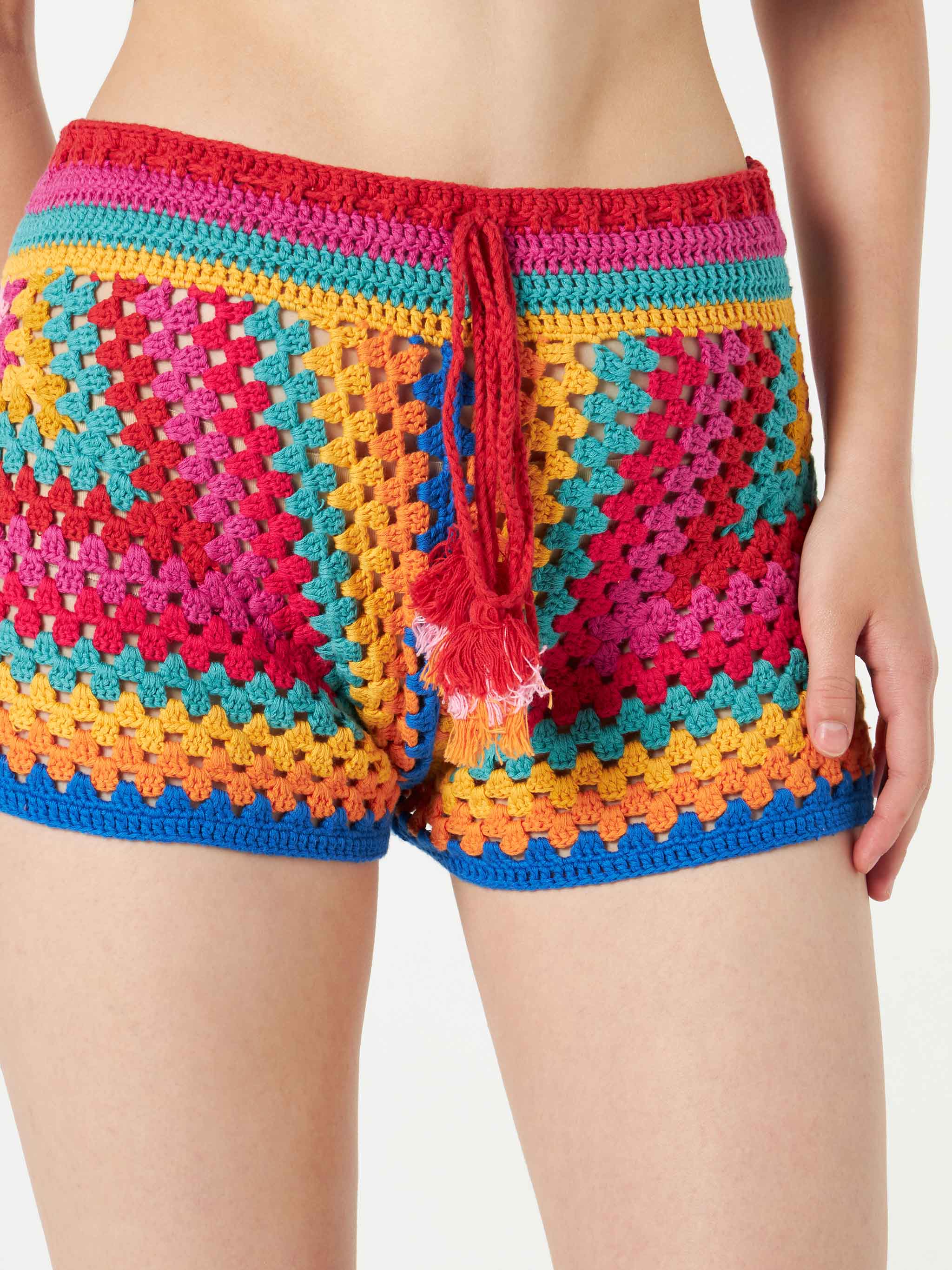 Veelkleurige gehaakte shorts