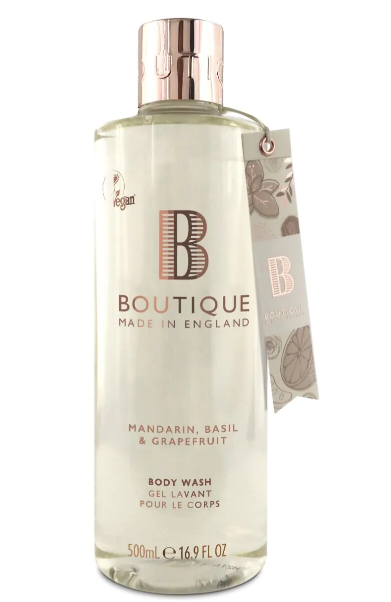 Boutique England Płyn do mycia ciała Mandarynka, Bazylia i Grejpfrut 500 ml