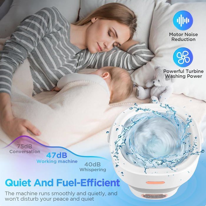 Mini washing machine 13L with spin cycle, 3 modes, for camping, underwear, baby
