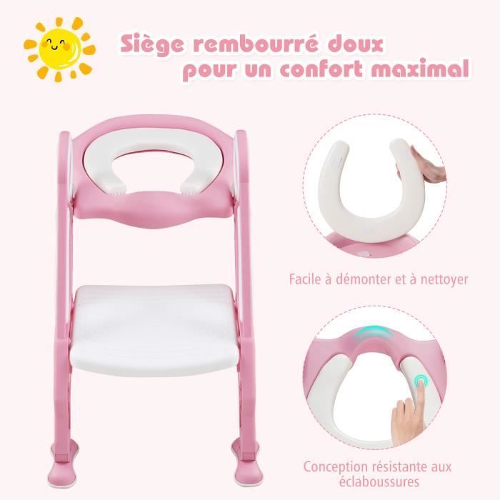 Asiento de inodoro infantil DREAMADE, reductor de inodoro plegable de PP y PVC con taburete ajustable.