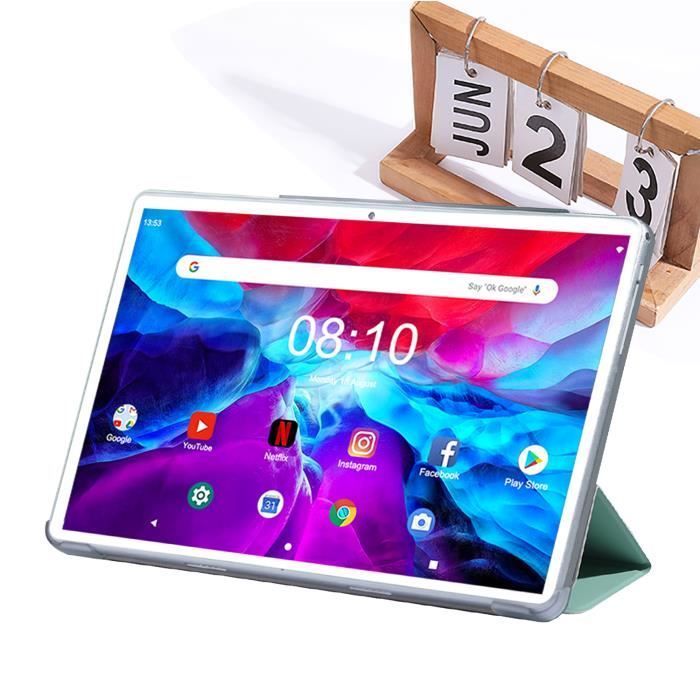 Tablet Android 13 de 10 polegadas, 16 GB de RAM, 128 GB de ROM, câmera de 2 MP + 8 MP, 4G LTE, tela IPS 2.5D FHD de 800 x 1280 pixels, bateria de 6000 mAh.