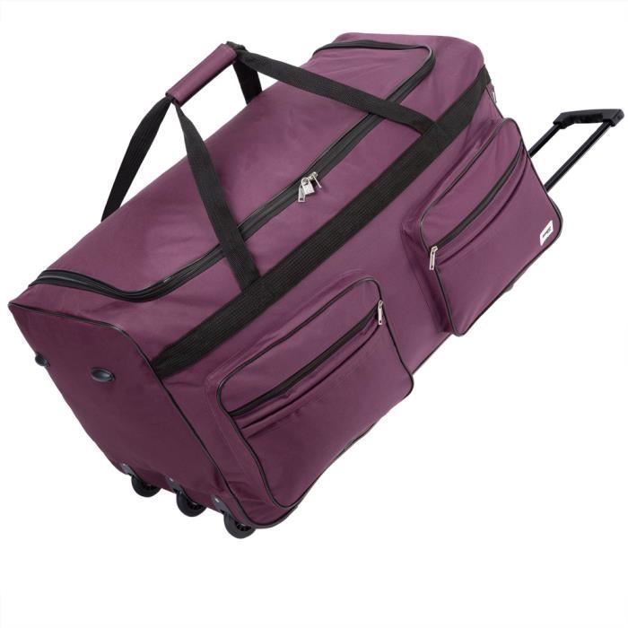 Monzana XXL paarse reistas met wielen, trolley, 160 liter, sporttas, telescopische handgreep, 3 vergrendelbare wielen