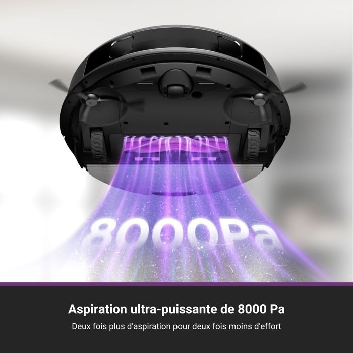 Eureka E20 Plus Gen2 Aspirateur Robot 8000 Pa avec Station sans Sac, Anti Enchevêtrement, Autonomie 180 Mins, Noir