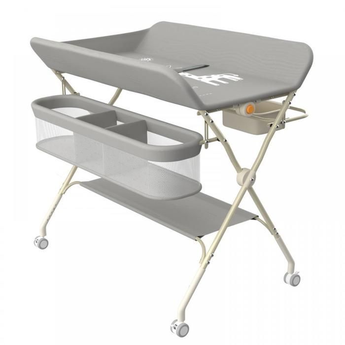 Cambiador plegable MIPAN - Cambiadores para bebés y recién nacidos - Altura ajustable - Con bolsa de almacenamiento - Gris