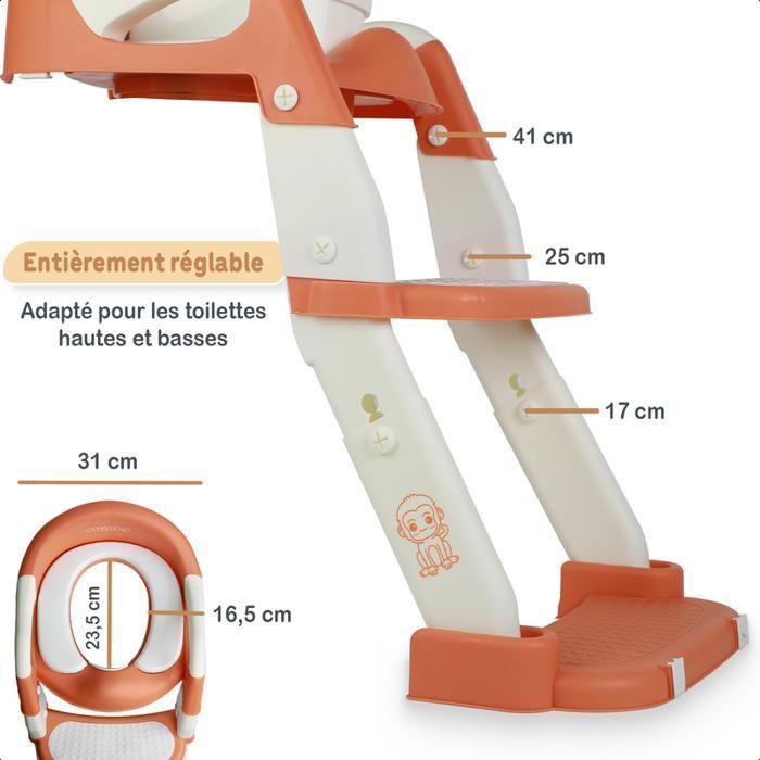 Riduttore per sedile WC per bambini Twinky® con gradino | Marrone | Pieghevole e regolabile | Antiscivolo | Morbido e confortevole | Facile addestramento all'uso del vasino