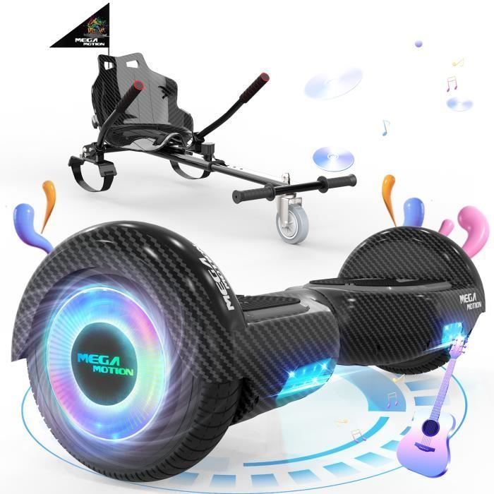 MEGA MOTION Paquete de hoverboard y kart negros, hoverboard de 2 ruedas de 6.5