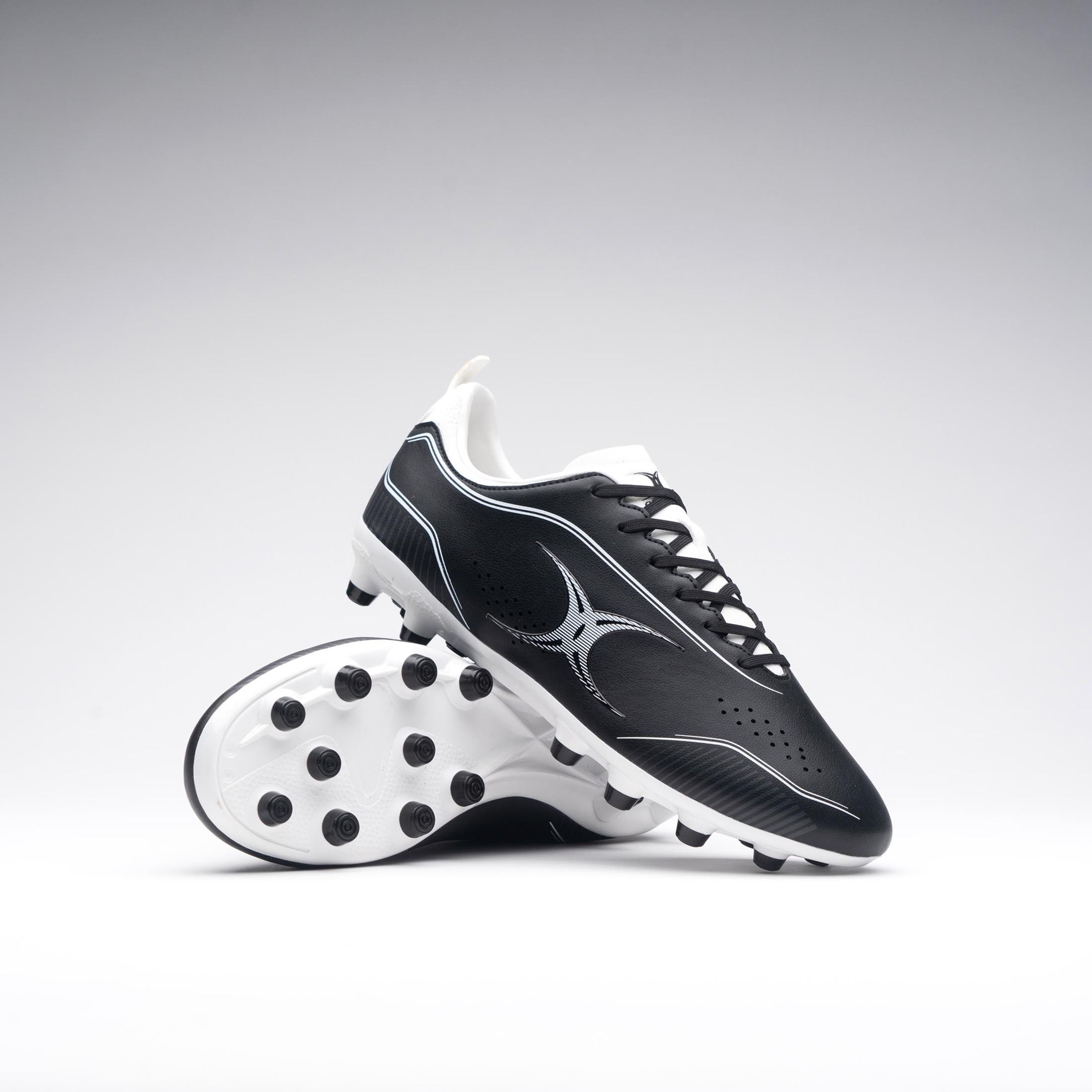 Men's Rugby Boots - GILBERT - CAGE TORQ MSX Boots - Black/White - Size 40 - Molded Studs