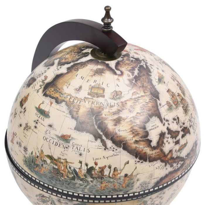 Wine rack - VIDAXL - Table globe - Solid wood - White and brown - 38x33x48 cm