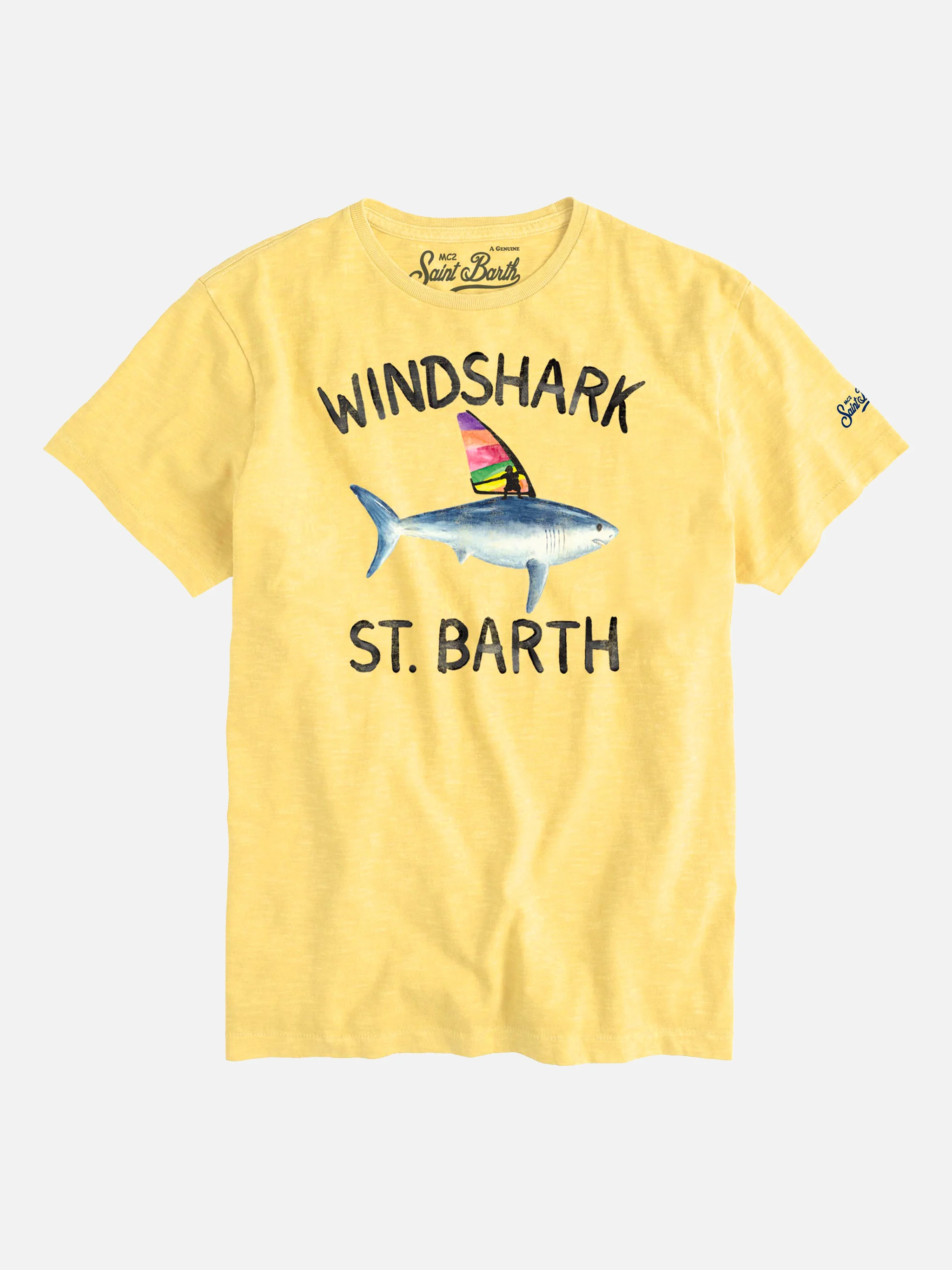 Geel T-shirt voor kinderen met haaienprint