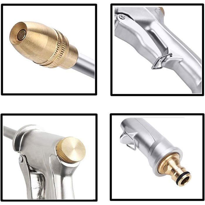 pistolet d'arrosage de jardin, Nouveau design Buse anti-fuite métallique solide et durable Riche fonctions Pulvérisation puissante