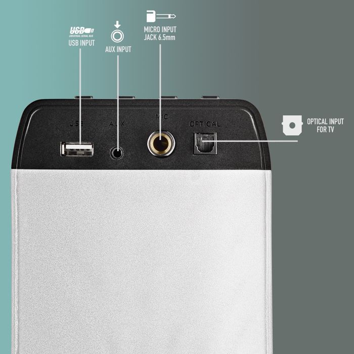 Torre de Som - NGS - Sky Charm Pro Branca - 80 W - Bluetooth 5.4 - Transmissão (até 99 unidades)