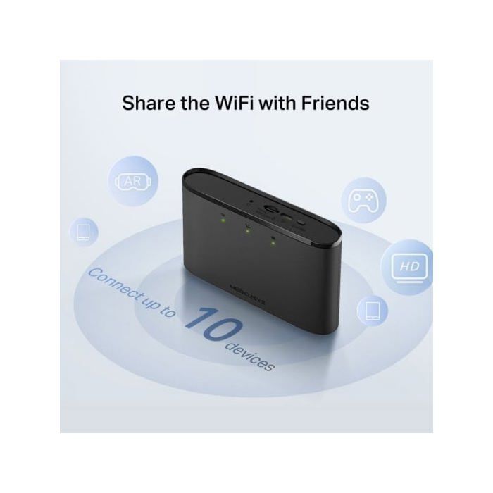 Router mobile 4G LTE - MERCUSYS - MT110 - 150 Mbps - 10 connessioni - Nero