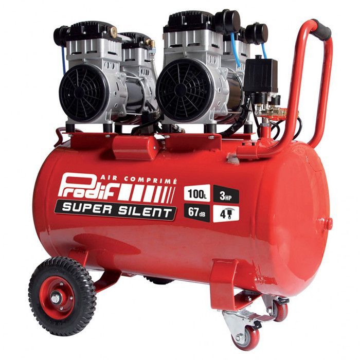 Compresor - PRODIF - Super Silencioso 100 - 100 L - 3 CV - 370 L/min - 8 bar