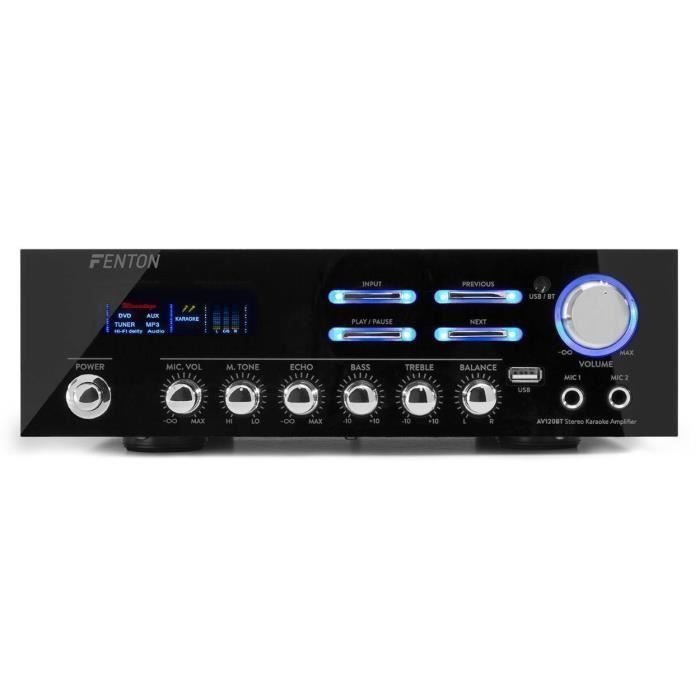 Amplificador Hi-Fi - Fenton - AV120BT - 2 x 60W - Bluetooth - 3 entradas RCA