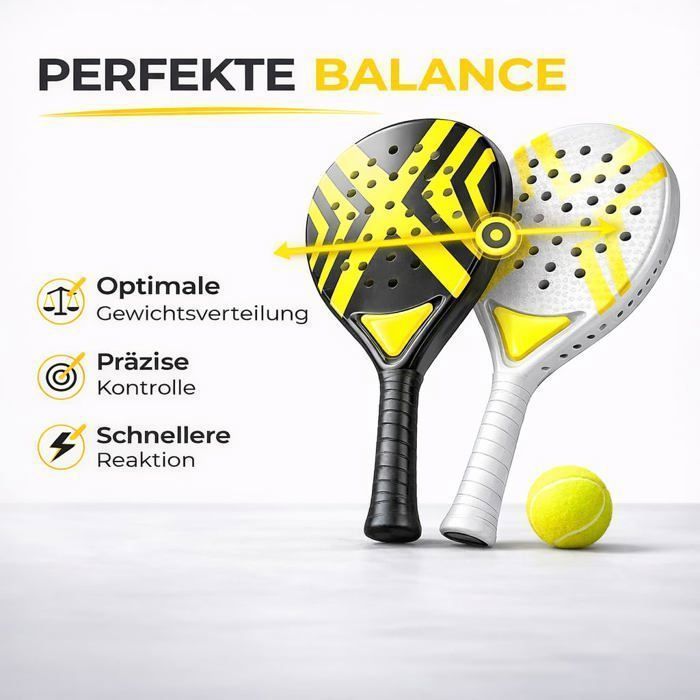 Set de raquettes de padel – Pour adultes professionnelle Raquettes de haute qualité pour débutants & joueurs avancés (jaune)