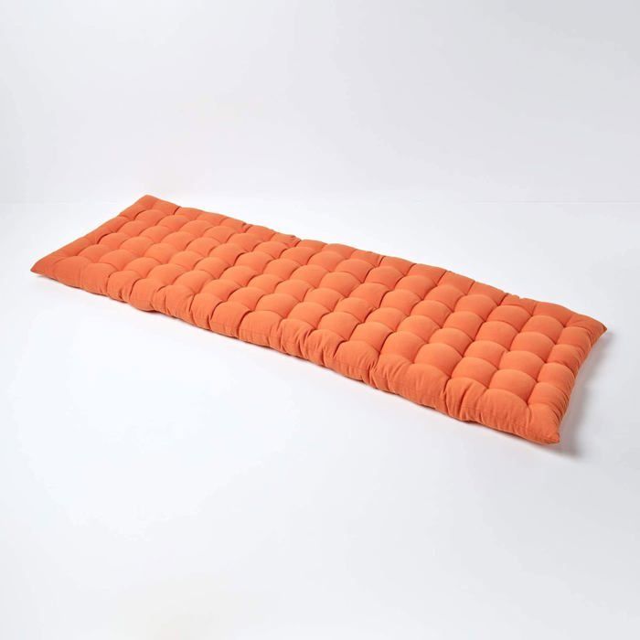 Cojín para banco de jardín - HOMESCAPES - Terracota - 143 x 48 x 5 cm - Alfombra - Algodón y poliéster - Exterior