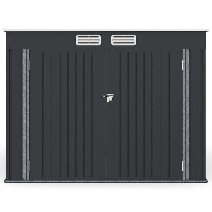 IDMARKET Cobertizo metálico gris antracita con cerradura para bicicletas, con kit de anclaje para 4 bicicletas.