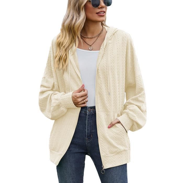 Sweat À Capuche Femme INSFITY - Couleur Unie - Zippée - Relaxed Fit