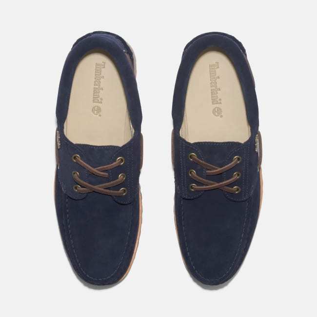 Scarpa da Barca Timberland® C.F. Stead™ Indigo                Suede Handsewn 3-Eye da Uomo in blu scuro