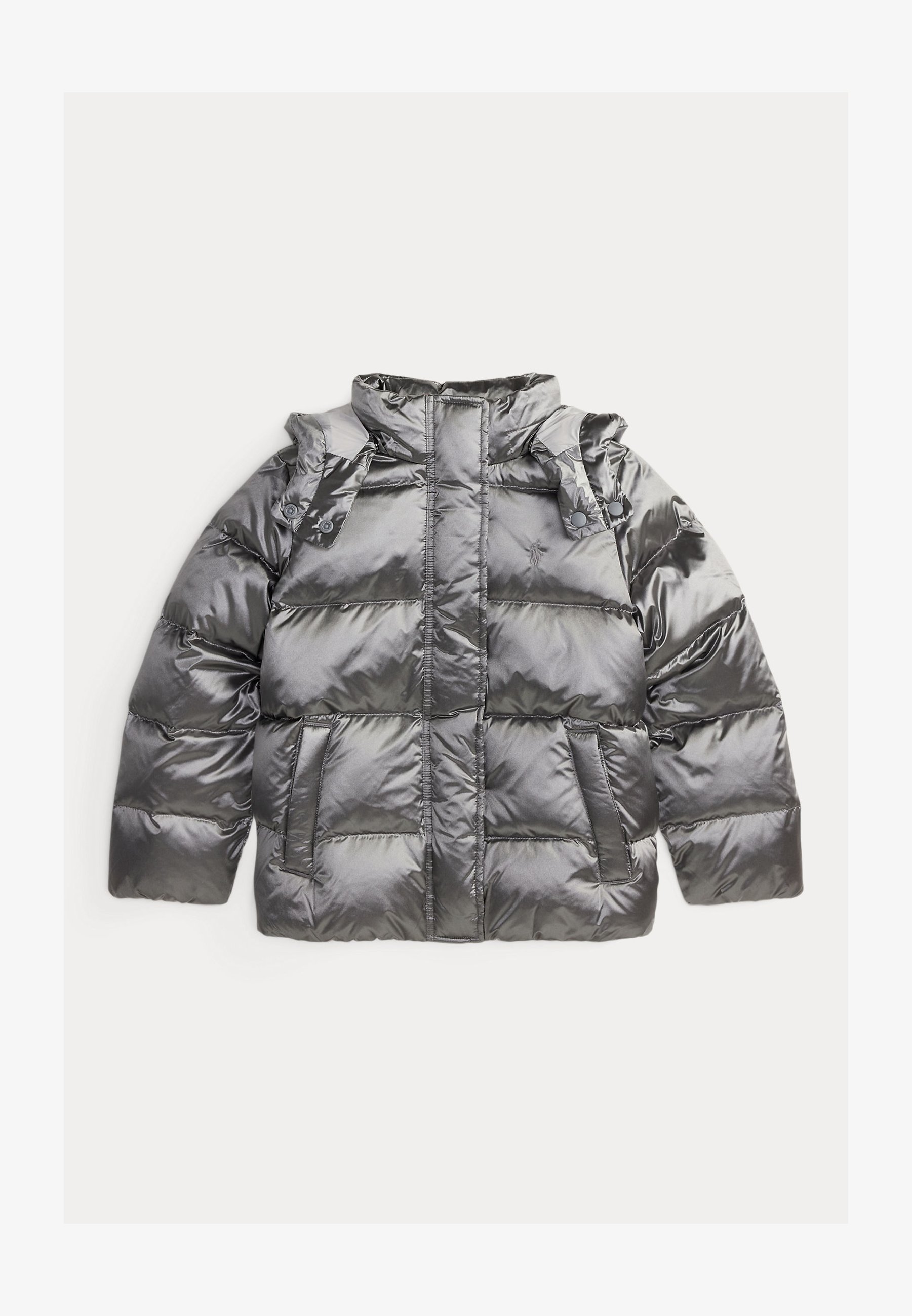 Polo Ralph Lauren METALLIC DOWN HOODED JACKET - Pehelykabát - metál szürke