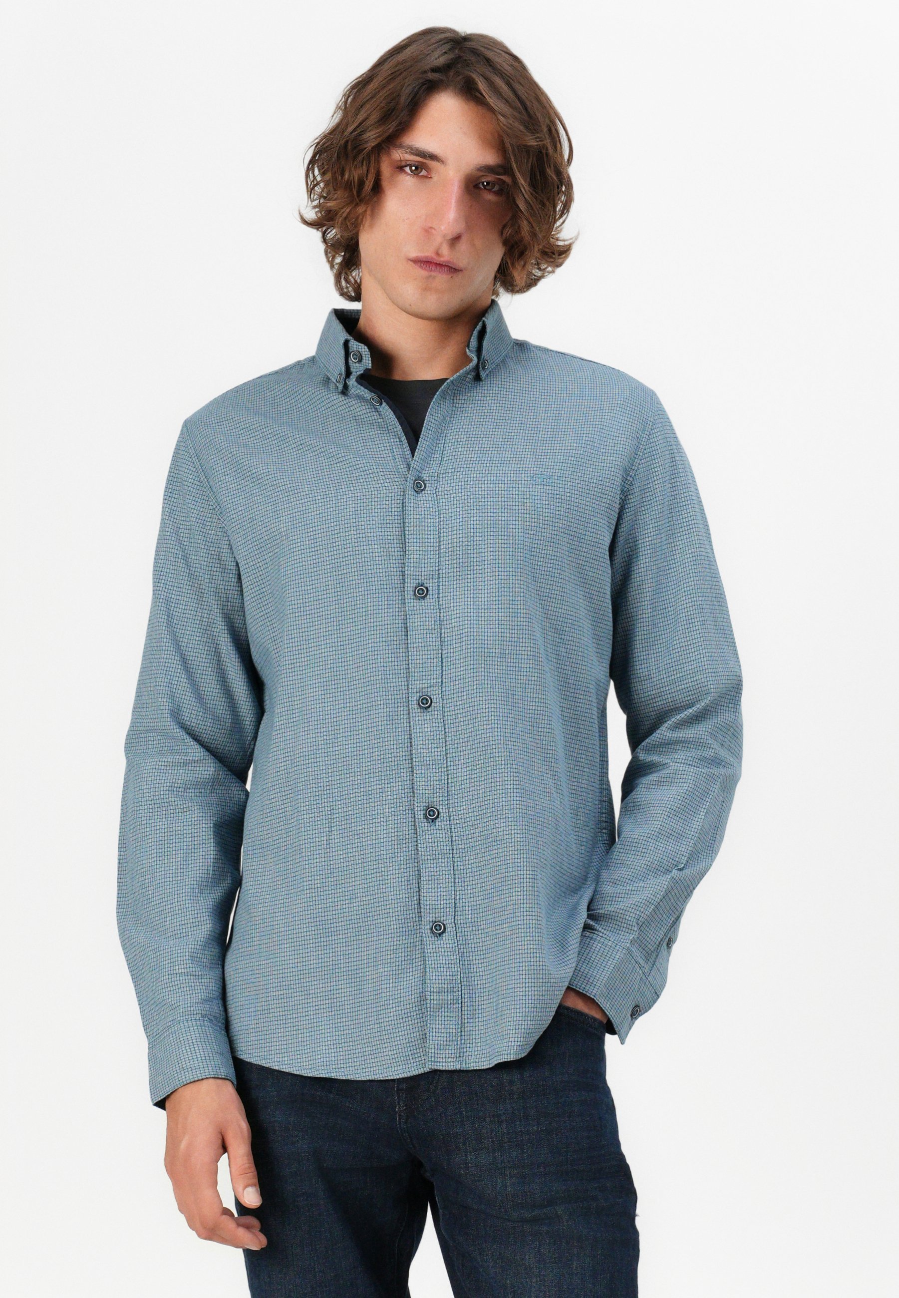 Camisa estruturada TOM TAILOR - Camisa - verde-azulado