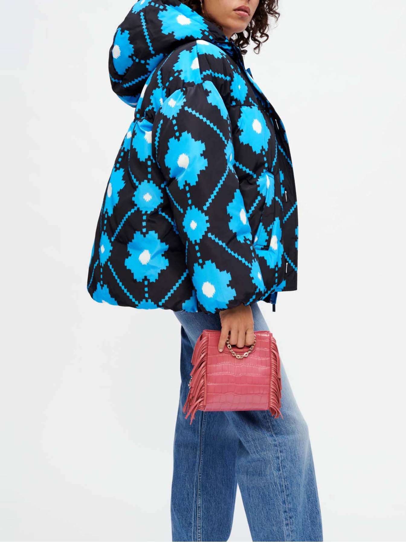 Plumas con estampado floral-Noir/bleu