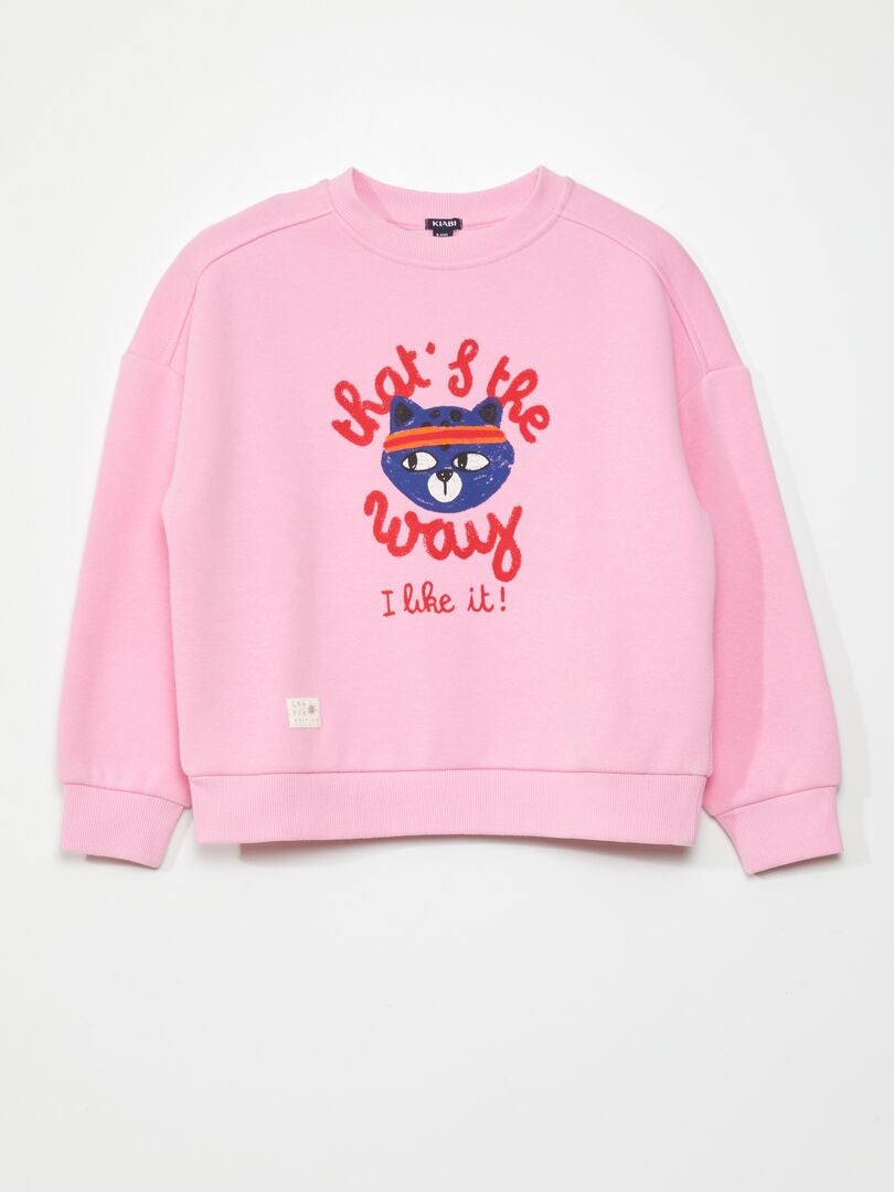 Fleece sweatshirt - Grafik Edition - ROZE