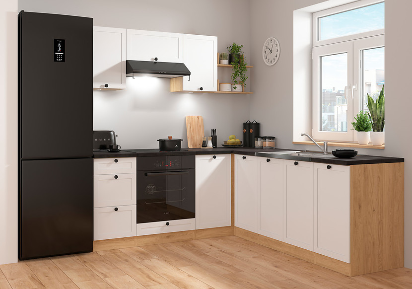 Komplet kuchenny narożny Junona Line 200x220 biały  z blatem