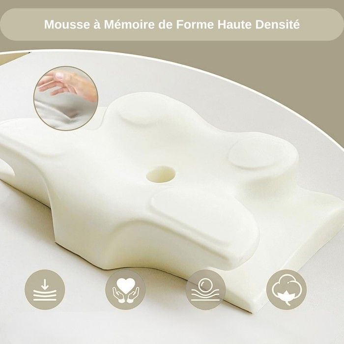 Almohadas - PROMOCIÓN DE LINO - Espuma viscoelástica ergonómica - Poliéster - 60x40 cm - Negro