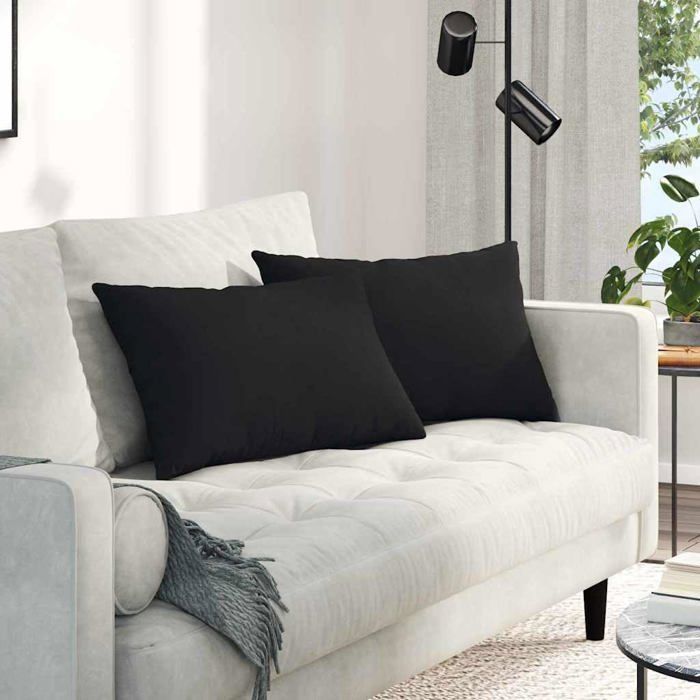 Coussins de canapé en tissu - vidaXL - Noir - 60x40x20 cm - Housses amovibles - Rembourrage polyester