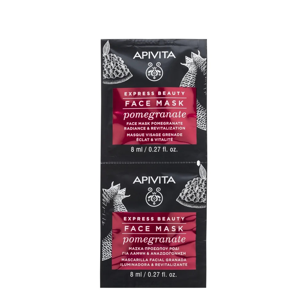 APIVITA Apivita Express granaatõunaga sära andev näomask 2 x 8 ml