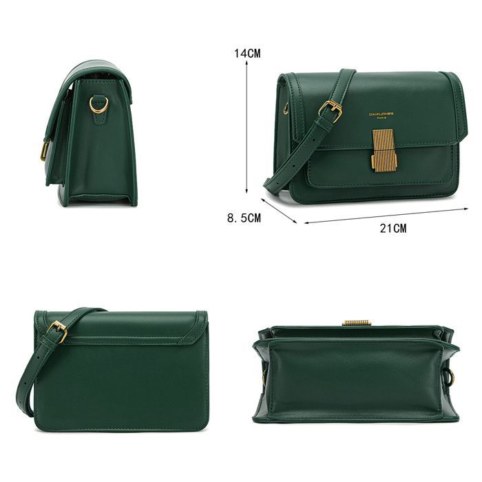 Borsa a tracolla - David Jones - Piccola borsa a tracolla da donna in ecopelle rigida - Patta con graziosa chiusura - Verde