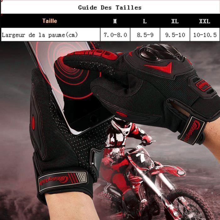Guantes de moto, unisex, para scooter de entretiempo, transpirables y compatibles con pantallas táctiles para coche, moto y bicicleta - Rojo