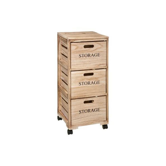 Mobile contenitore a 3 cassetti, 82 cm, colore naturale.