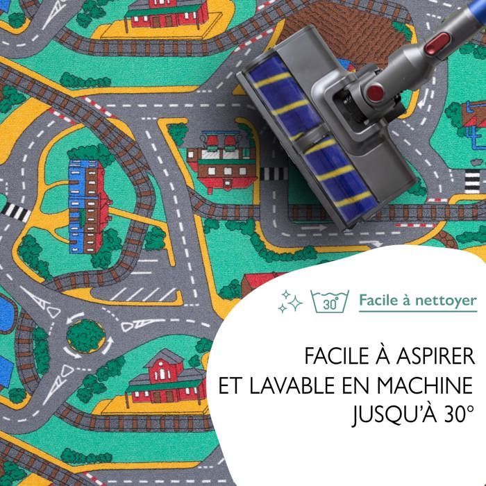 Tapis de Jeu Enfant 95x133cm, Playtime - Tapis Circuit Voiture - Lavable - Antidérapant - Carpet Studio