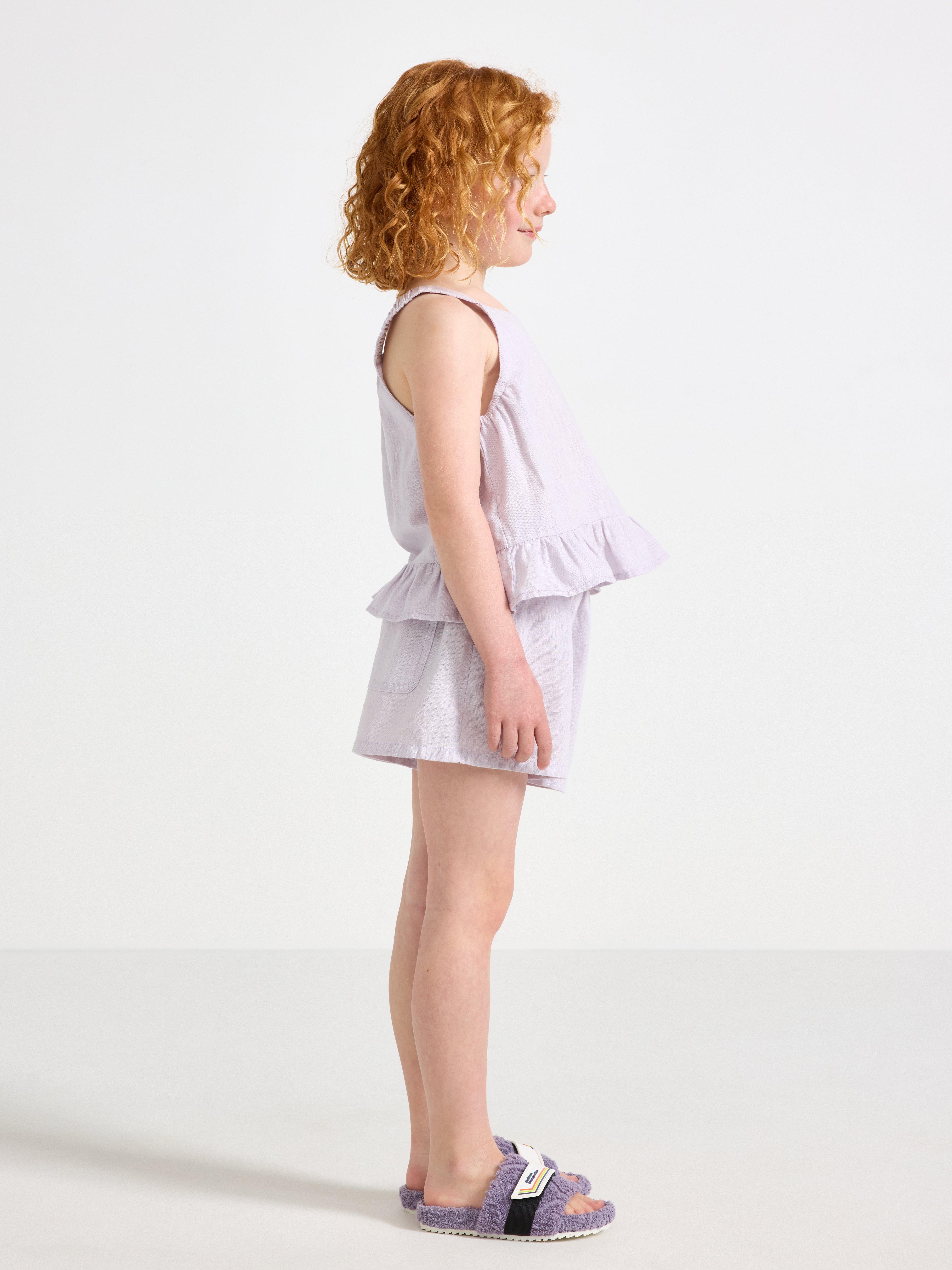 Shorts i linneblandning Lilas clair et poussiéreux