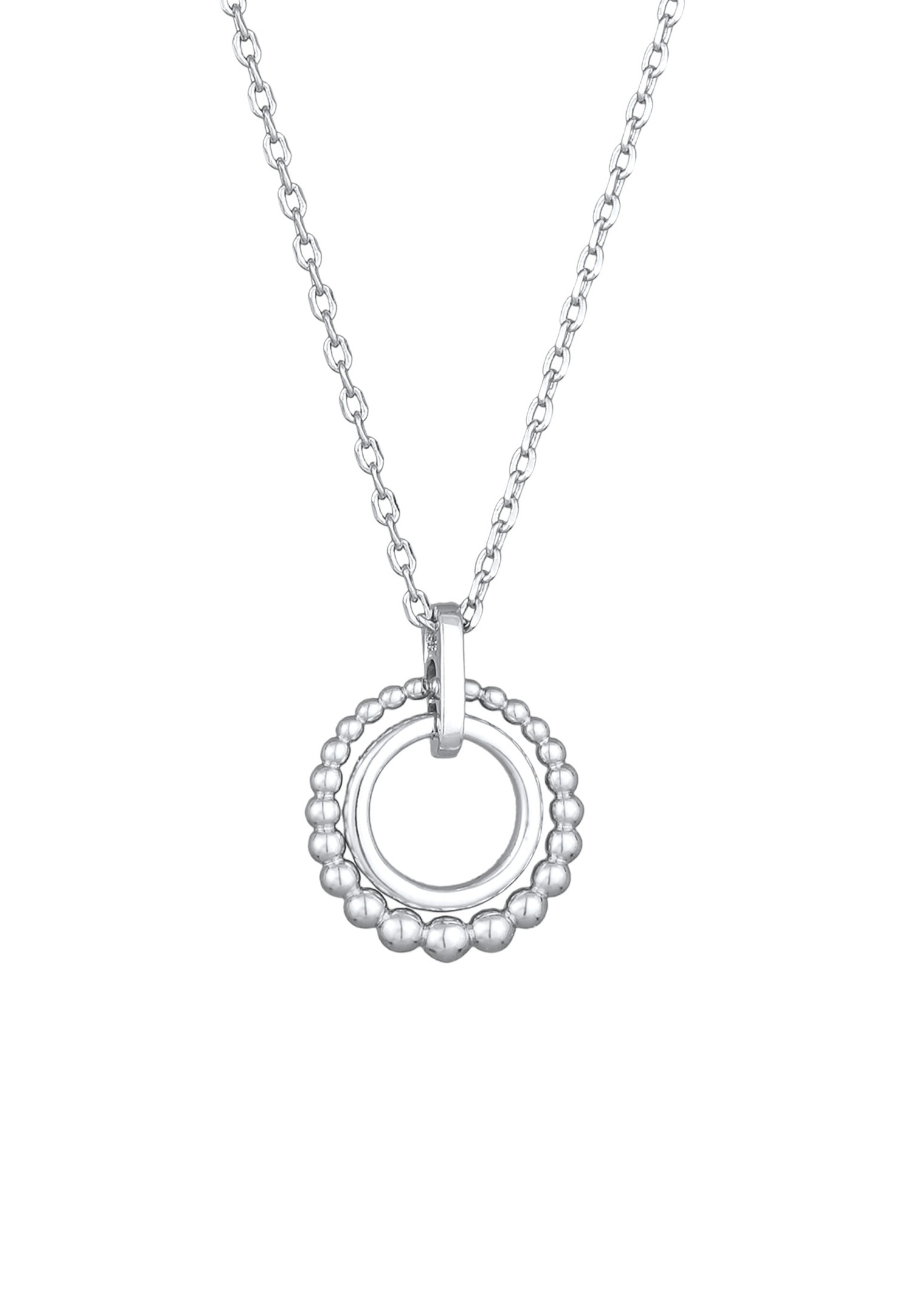 Elli Femmes Pendentif Cercle Anneaux Élégant Boule Couleur Argent avec Cristaux