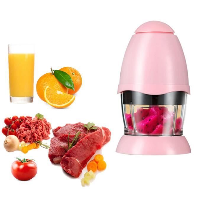 Processador de alimentos para bebês - Moedor de carne elétrico - Pequeno moedor de sucos e liquidificador - Rosa