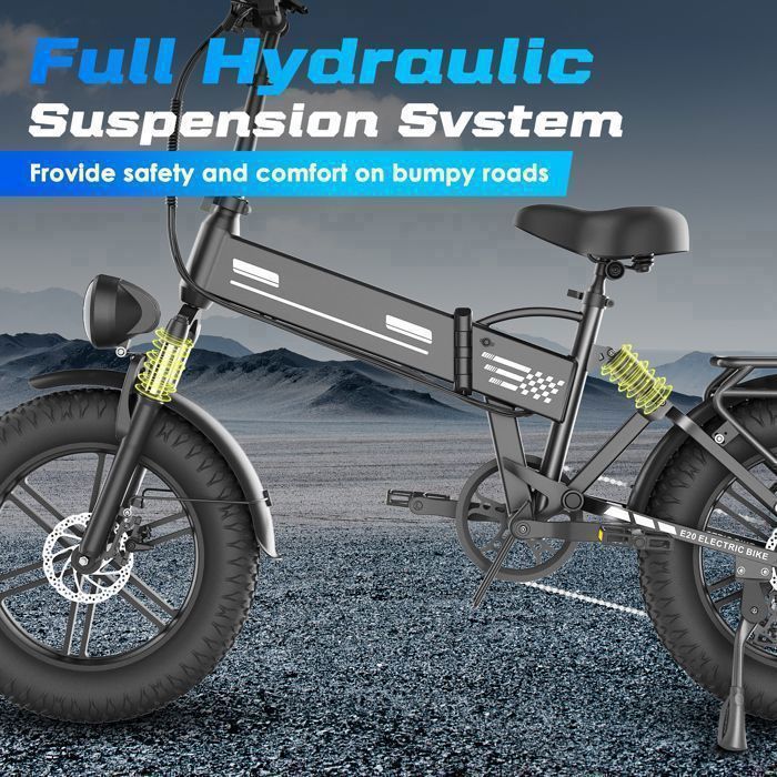 Vélo électrique 1000W-48V 15Ah-50km/h-Vtt électrique adulte 20