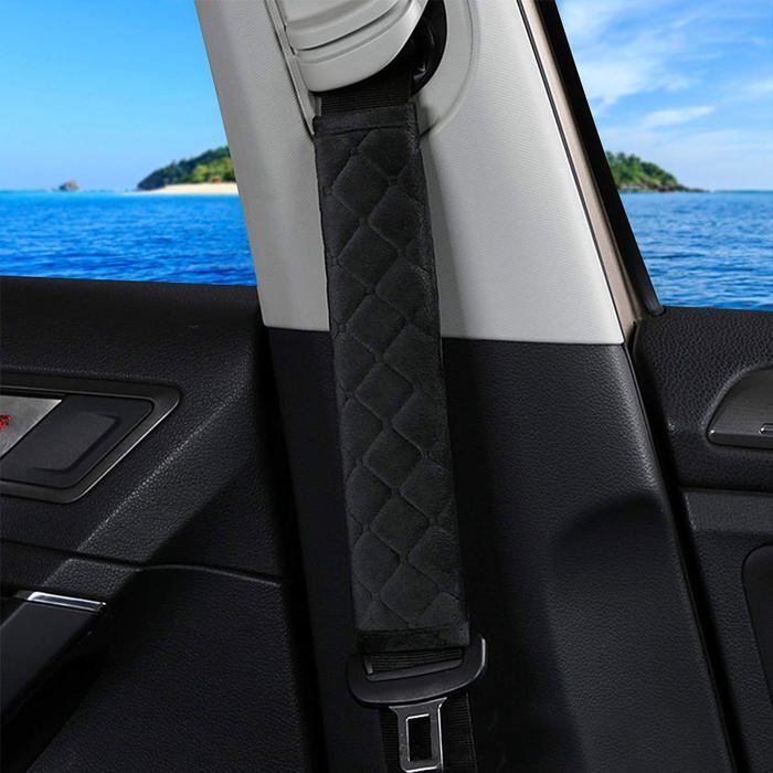 Protector de cinturón de seguridad para coche, cojín extraíble para cinturón de seguridad, 2 almohadillas de confort para asientos de coche para adultos y niños (negro)