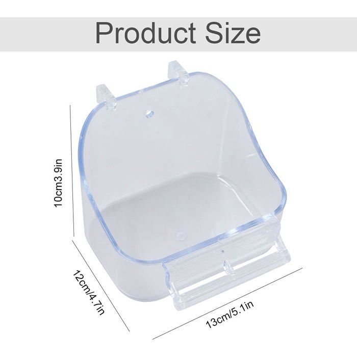 Baño para pájaros, ducha, bañera transparente, herramienta de limpieza para jaula, colgante, loro, periquito, myna, canario. Etiqueta