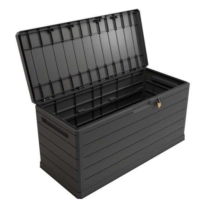 Caixa de armazenamento externa de 350 litros - Caixa de armazenamento de jardim cinza 118,5 x 52 x 57 cm - Alças de transporte - Resistente à água ArtPlast