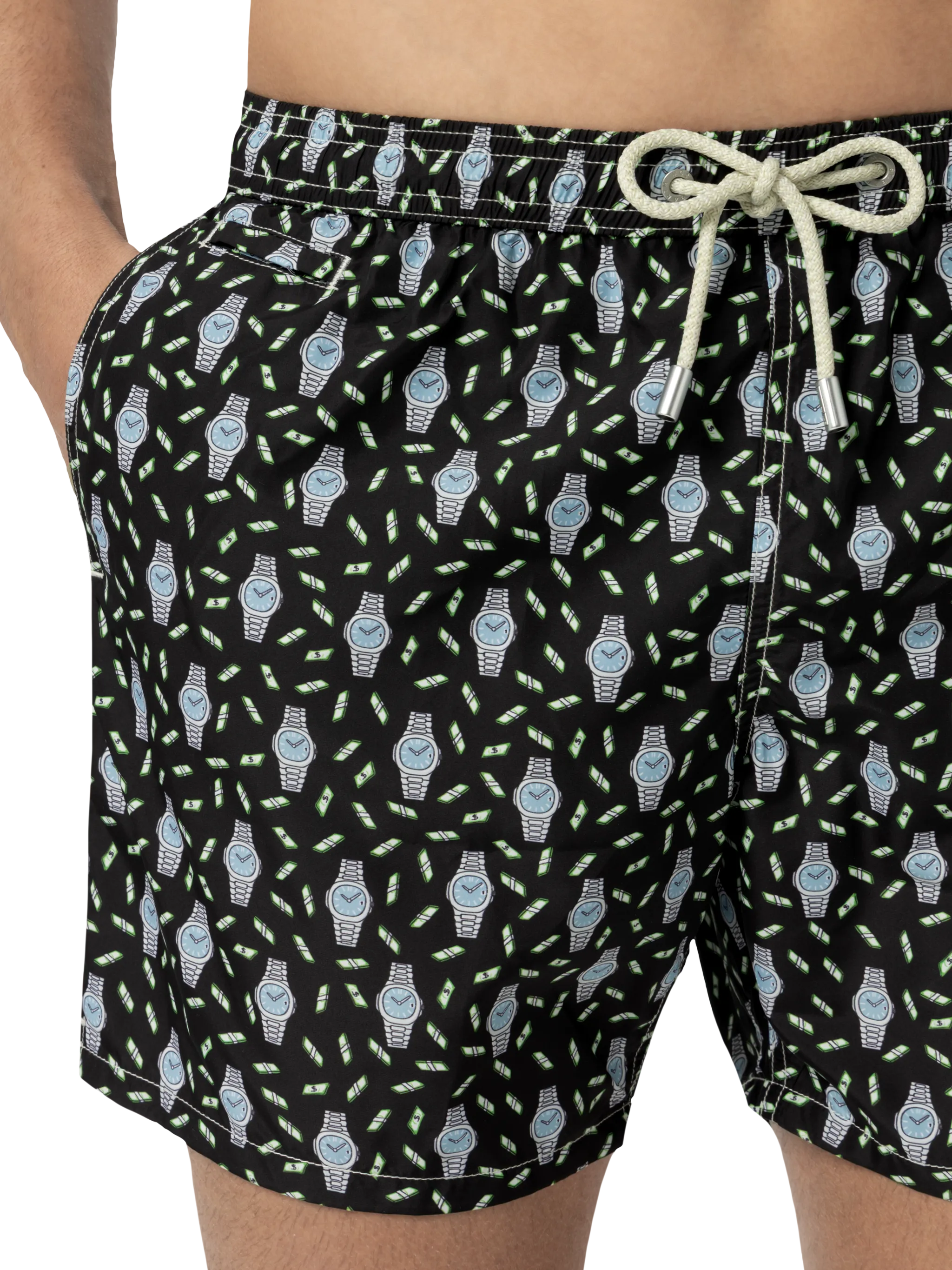 Zwemkleding met verlichtingseffect in lichtgewicht stof met klokprint.