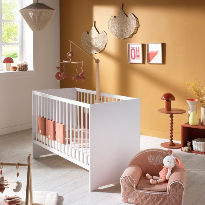 Chambre complète bébé avec lit 120x60cm, commode à langer et armoire 2 portes - BASIC