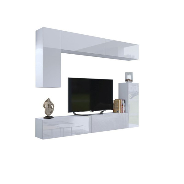 Meblościanka PREMIUM 245 cm biały połysk