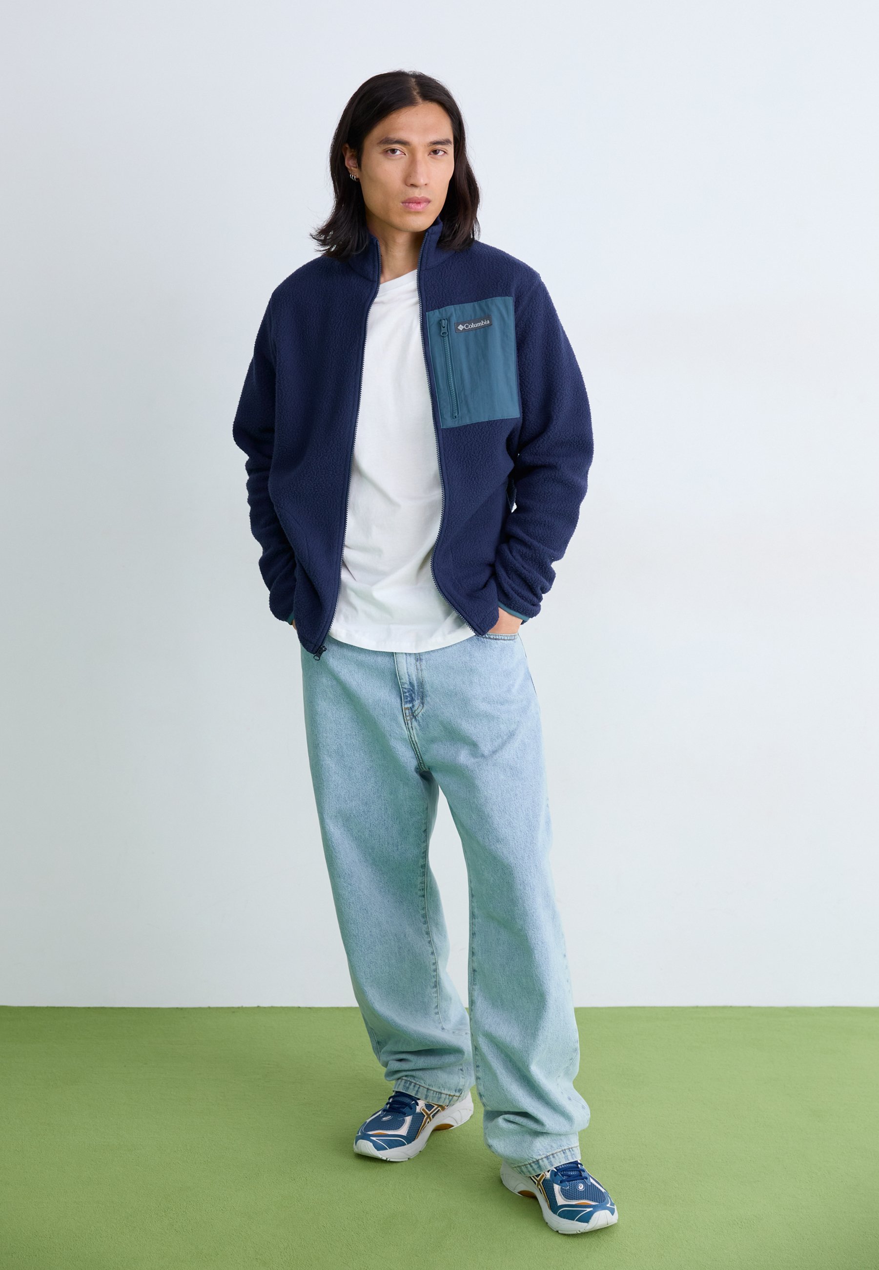 Columbia JASPER RIDGE PEBBLED FULL ZIP - Giacca in pile - blu navy/azzurro scuro