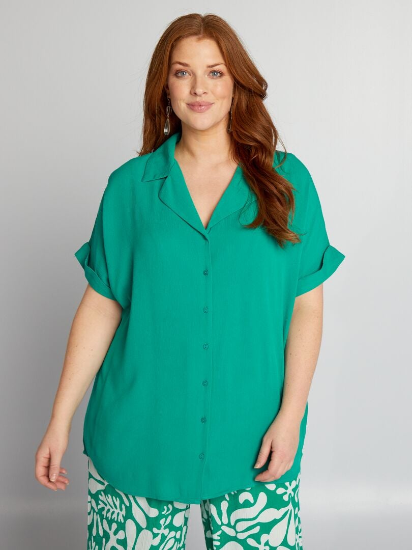 Blusa con cuello de pijama - VERDE