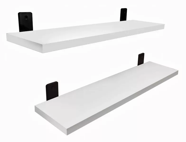 Komplet 2 białych półek ściennych 50 cm - Veax