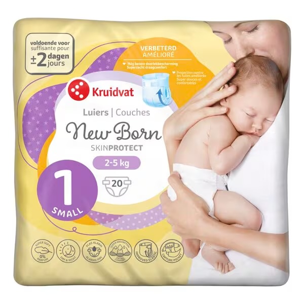 Kruidvat 1 NewBorn Small Luiers Smallpack<br>mt 1 (2-5 kg), 20 stukų